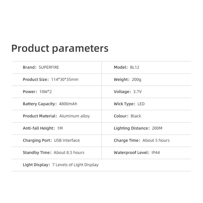 Prední svetlo na kolo SUPERFIRE BL12 1300LM USB dobíjecí 4800mAh LED svetlomet na kolo