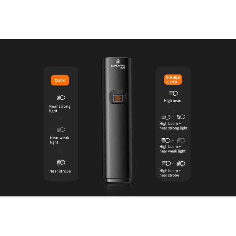 Prední svetlo na kolo SUPERFIRE BL12 1300LM USB dobíjecí 4800mAh LED svetlomet na kolo