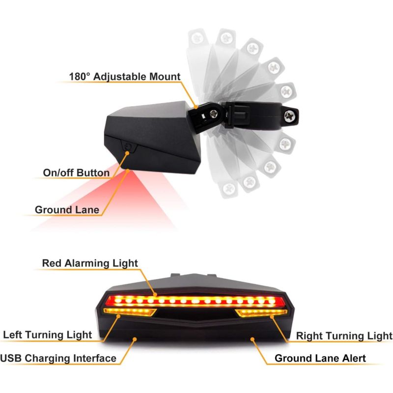 C1 Zadní LED světlo na kolo | Směrová světla, virtuální pruh, nabíjecí | Bezpečnost jízdy.
