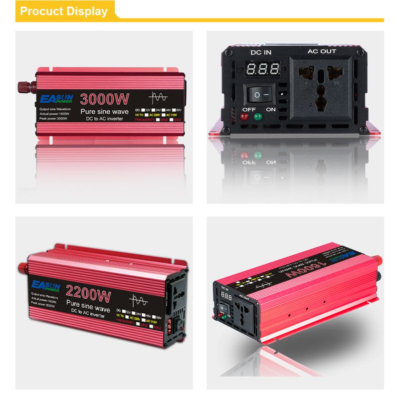 Nový Pure Sine Wave Invertor 3000W/2200W/1600W/1000W DC 12V/24V na AC 110V/220V pro solární řešení a domov