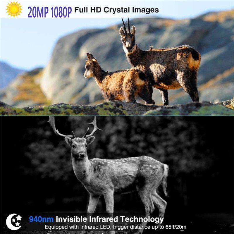 **HC801M 2G MMS SMS SMTP Trail Kamera 20MP 1080p Noční Vidění | Mobilní Lovecká Kamera pro Divokou Přírodu**