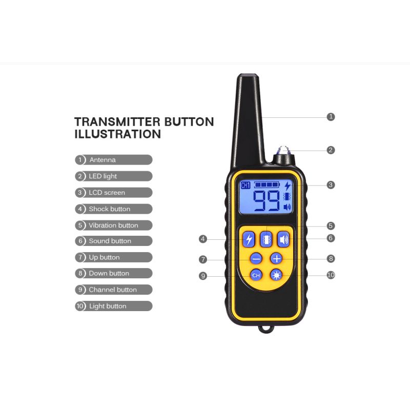 800m Vodotěsný Elektrický Výcvikový Obojek pro psy s Dálkovým Ovládáním – Perfektní Potřeby Pro Domácí Zvířata!