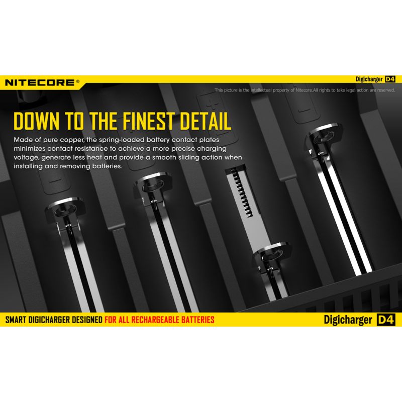 Nitecore D4 Digicharger Inteligentní Nabíječka s LCD Displejem, Ochrana proti Přepětí, pro 18650, Li-ion Baterie 700646178704