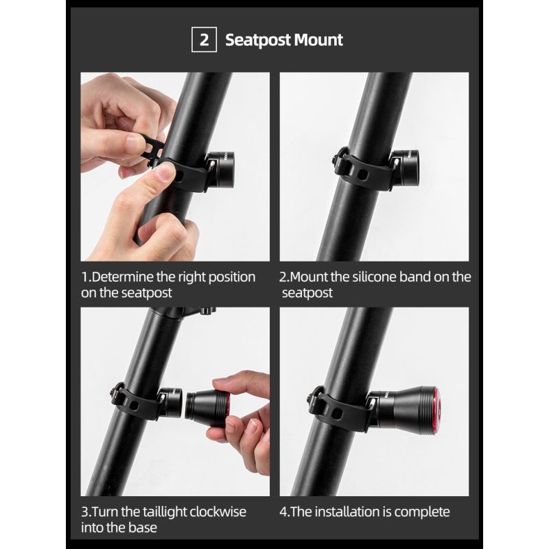 ROCKBROS Q5 Chytré Cyklistické Světlo s Automatickým Brzdovým Světlem, IPX6 Vodotěsné LED Zadní Světlo pro Bezpečnost a Viditelnost Cyklistů