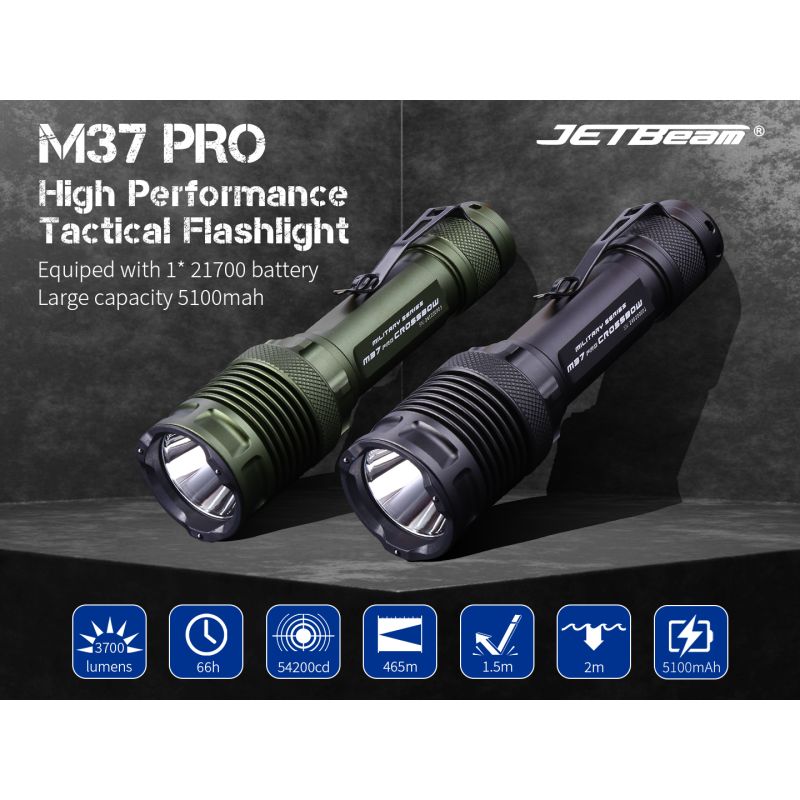 JETBEAM M37 PRO: Výkonná taktická svítilna 3700lm pro armádu, policii a outdoor dobrodružství