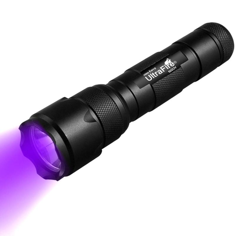 UltraFire WF-502B UV svítilna 395nm pro detekci moči kompaktní a vodotěsná s nastavitelným fokusem