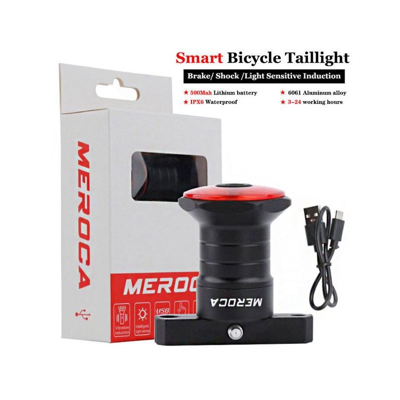 Smart Kolo Zadní světlo s Brzdovým světlem | Auto Start Stop, USB Nabíjení & IPX6 | Bezpečnostní LED Světlo na Kolo s Automatickým Zapínáním pro Cyklisty