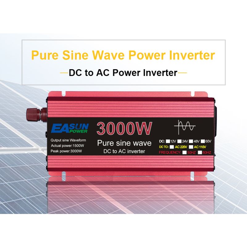 Nový Pure Sine Wave Invertor 3000W/2200W/1600W/1000W DC 12V/24V na AC 110V/220V pro solární řešení a domov