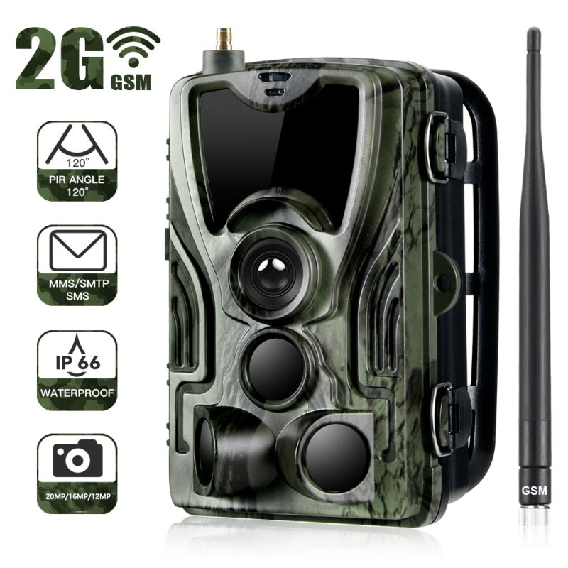 HC801M Trail Wildlife Kamera 20MP 1080p Noční Vidění Mobilní Lovecké Kamery pro Pozorování Přírody a SMS