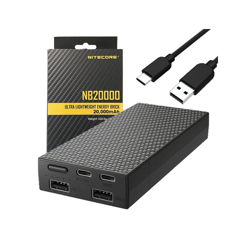 Nitecore NB20000 lehká odolná power banka 20000mAh QC Dual Port USB USB-C pro rychlé nabíjení venkovní gadget