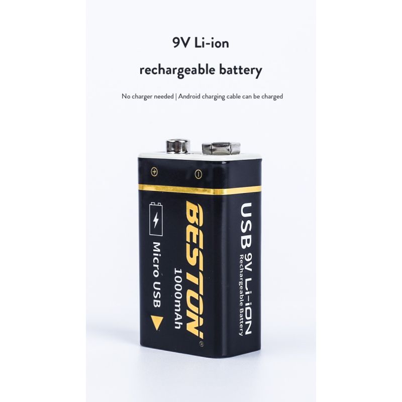 Beston 9V 1000mAh Li-ion dobíjecí Micro USB baterie pro RC vrtulník – ekologická, dlouhá výdrž!