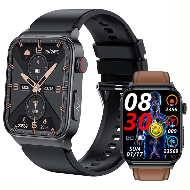 Chytré hodinky E500 na glukózu v krvi pro mu?e, EKG monitor krevního tlaku, telesná teplota, chytré hodinky IP68 vodotesný fitness tracker