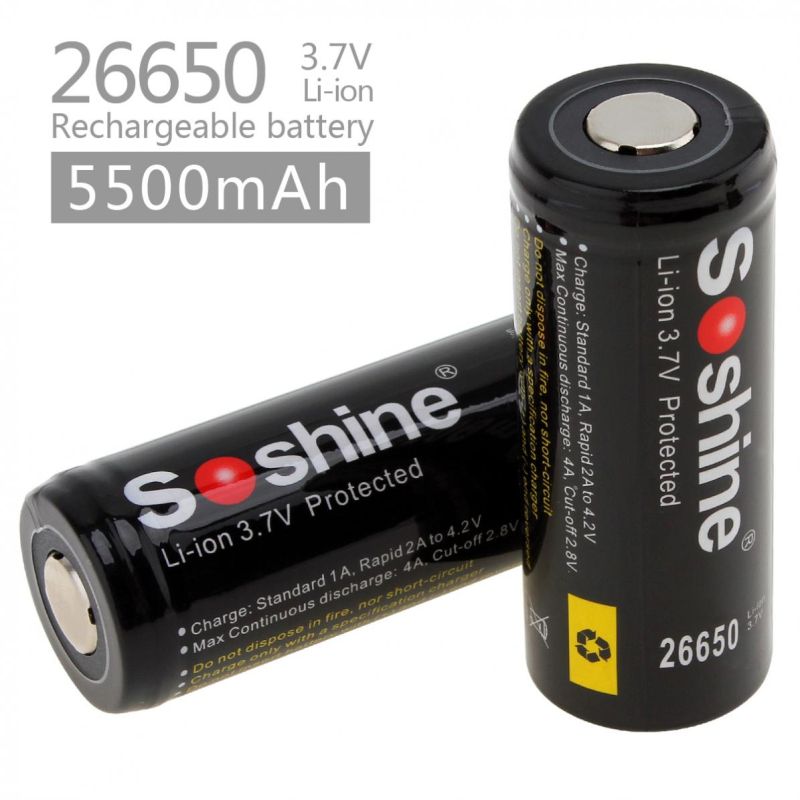 Nové Soshine 26650 5500mAh Li-ion dobíjecí baterie pro elektroniku a svítilny – vysoký výkon, dlouhá životnost!