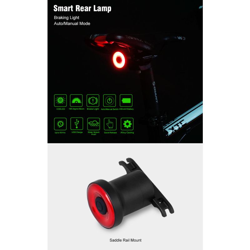 Xlite 0 Inteligentní Cyklistické Zadní Světlo | USB Brzdové Světlo | Super Jasné LED pro Bezpečnost a Viditelnost Cyklisty