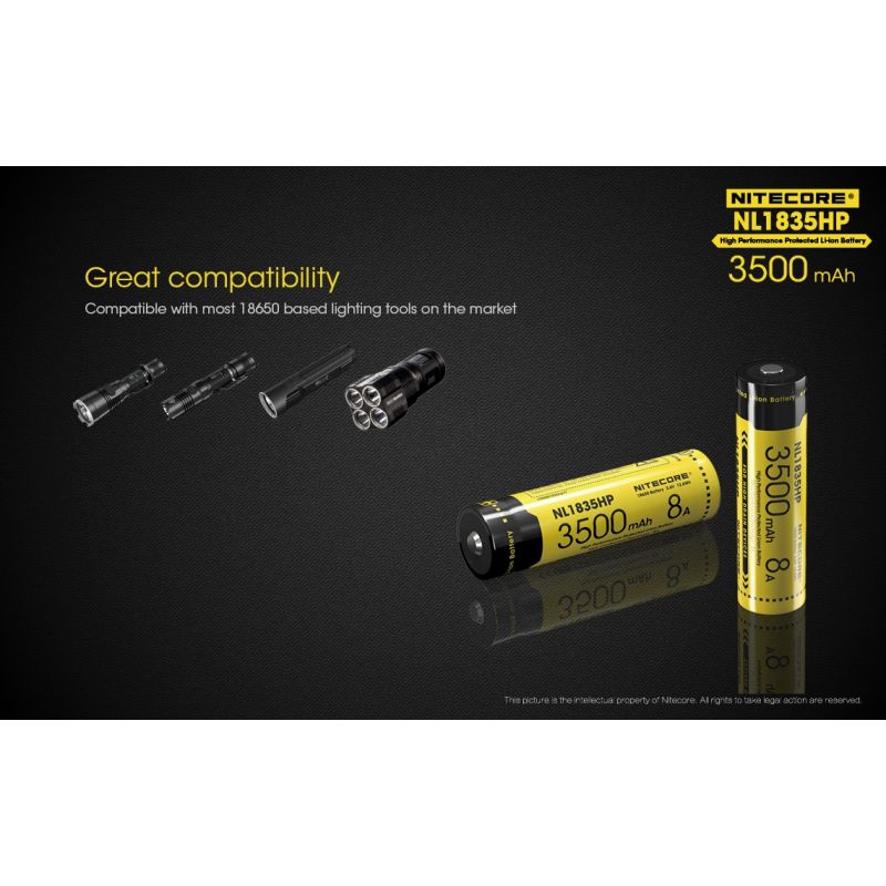 Nitecore NL1835HP 3500mAh 18650 dobíjecí baterie pro vysoký výkon, spolehlivá energie, venkovní nadšence