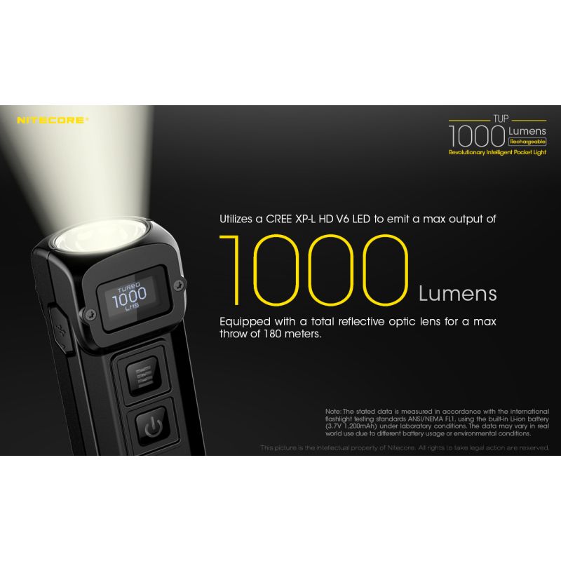 Nitecore TUP XP-L HD V6 Mini svítilna 1000 lumenů USB dobíjecí LED, kompaktní outdoorové vybavení