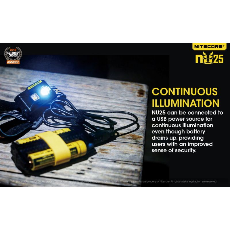 Nitecore NU25 XP-G2 S3 LED svítilna – 360 lumenů, nabíjecí, outdoorové osvětlení, lehký světlomet