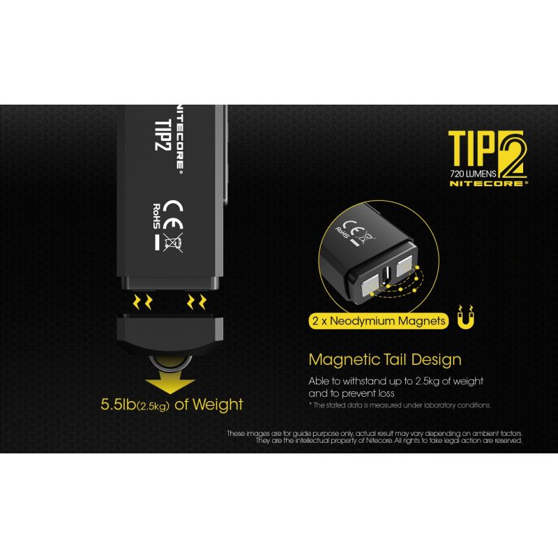 NITECORE TIP2 LED svítilna 720lm USB nabíjecí klíčenková baterka | Kompaktní design, venkovní nástroj.