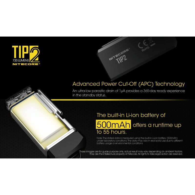 NITECORE TIP2 LED svítilna 720lm USB nabíjecí klíčenková baterka | Kompaktní design, venkovní nástroj.