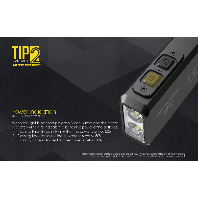 NITECORE TIP2 LED svítilna 720lm USB nabíjecí klíčenková baterka | Kompaktní design, venkovní nástroj.