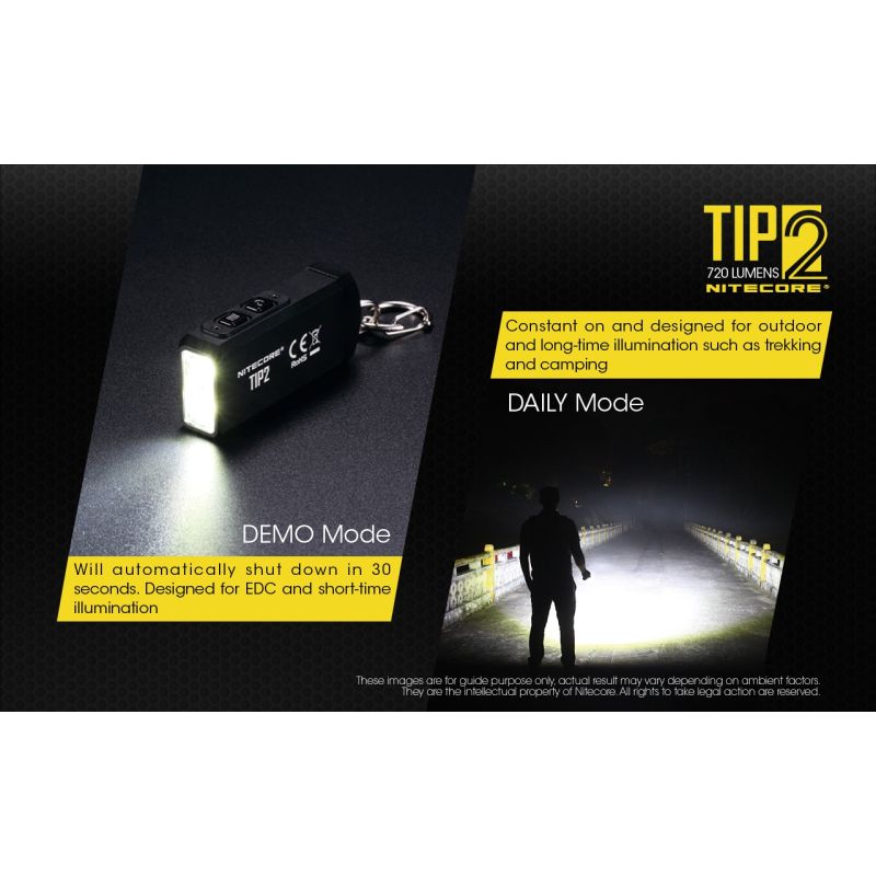 NITECORE TIP2 LED svítilna 720lm USB nabíjecí klíčenková baterka | Kompaktní design, venkovní nástroj.