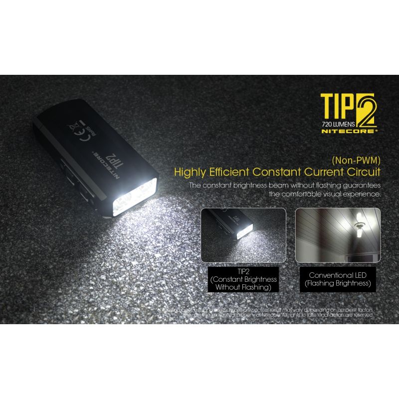 NITECORE TIP2 LED svítilna 720lm USB nabíjecí klíčenková baterka | Kompaktní design, venkovní nástroj.