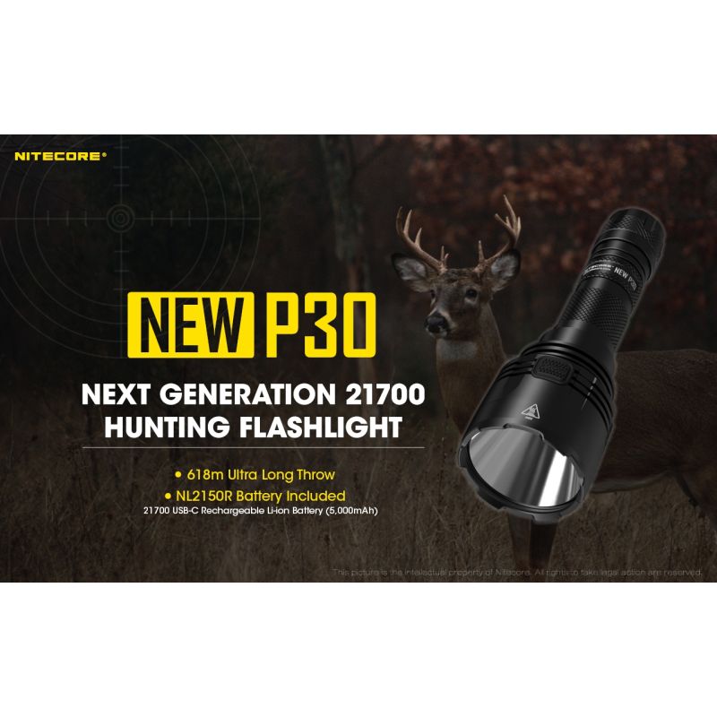 Nitecore NEW P30 LED Baterka 1000 Lumenů, Dosah 618m | Výkonná Odolná Outdoorová Baterka XP-L HI V3