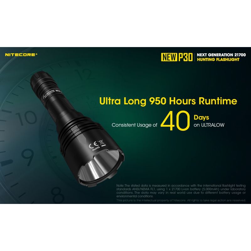 Nitecore NEW P30 LED Baterka 1000 Lumenů, Dosah 618m | Výkonná Odolná Outdoorová Baterka XP-L HI V3