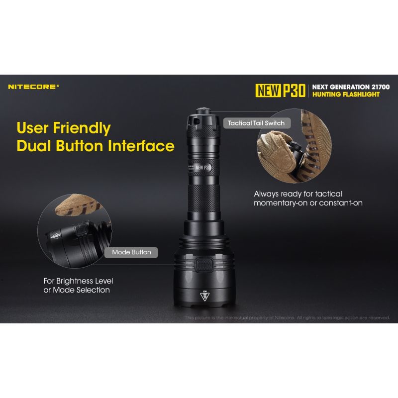 Nitecore NEW P30 LED Baterka 1000 Lumenů, Dosah 618m | Výkonná Odolná Outdoorová Baterka XP-L HI V3