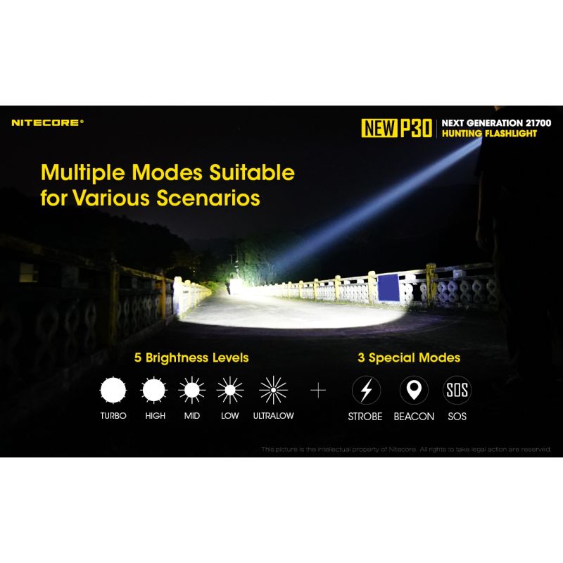 Nitecore NEW P30 LED Baterka 1000 Lumenů, Dosah 618m | Výkonná Odolná Outdoorová Baterka XP-L HI V3