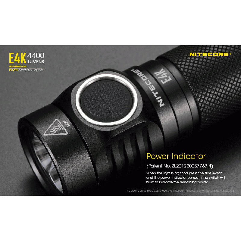 Nitecore E4K EDC svítilna – 4400 lumenů, voděodolná, 21700 baterie, kompaktní venkovní osvětlení