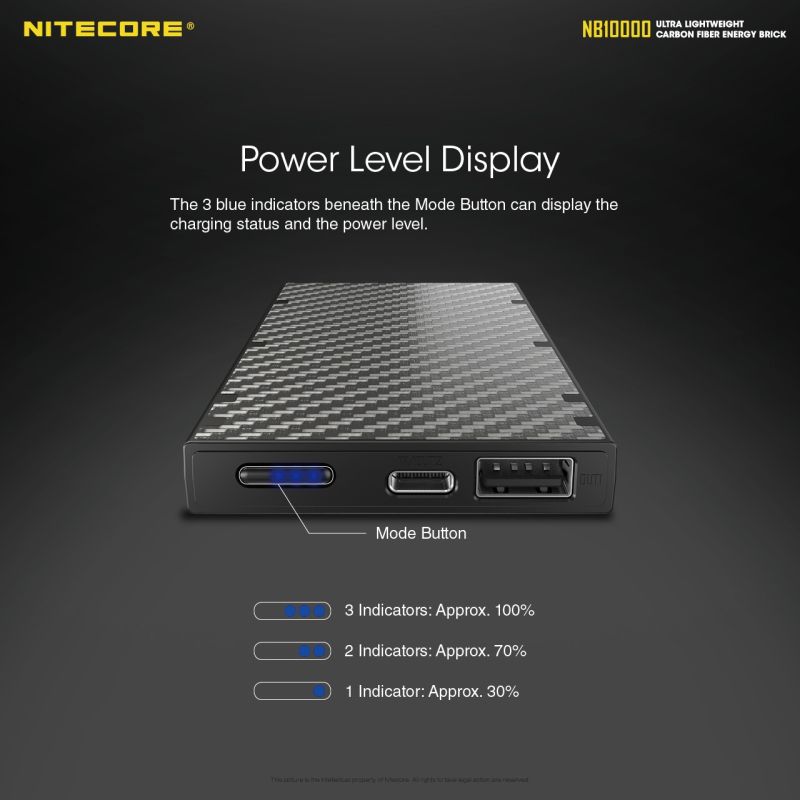 NITECORE NB10000 QC 10000mAh Power Banka Dual Port USB-C Lehké Rychlé Nabíjení pro iPhone Samsung