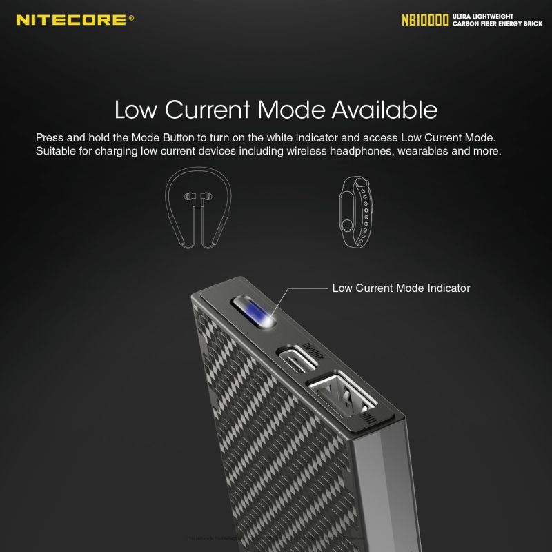 NITECORE NB10000 QC 10000mAh Power Banka Dual Port USB-C Lehké Rychlé Nabíjení pro iPhone Samsung