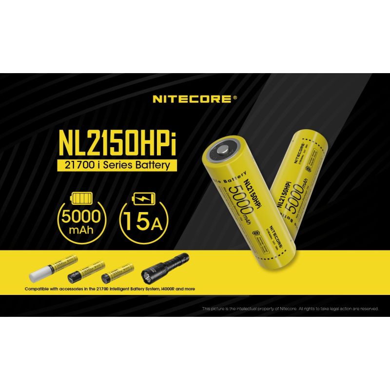 NITECORE NL2150HPi 5000mAh 21700 dobíjecí Li-ion baterie | Vysoký výkon a dlouhá výdrž pro zařízení!