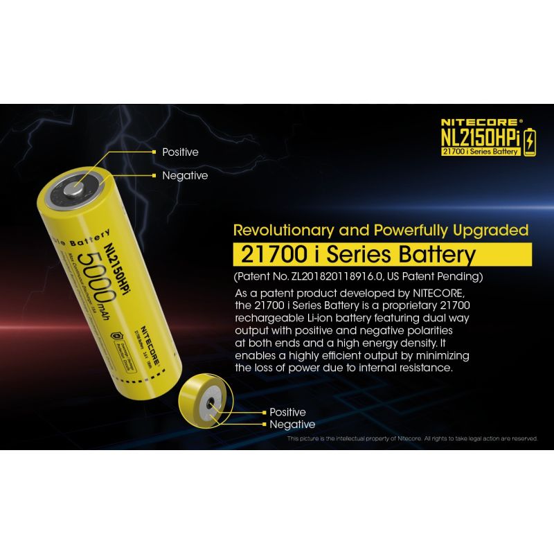 NITECORE NL2150HPi 5000mAh 21700 dobíjecí Li-ion baterie | Vysoký výkon a dlouhá výdrž pro zařízení!