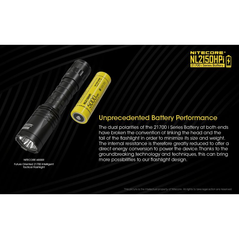 NITECORE NL2150HPi 5000mAh 21700 dobíjecí Li-ion baterie | Vysoký výkon a dlouhá výdrž pro zařízení!