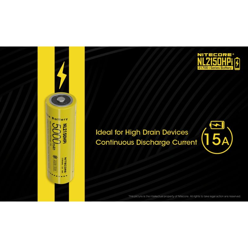 NITECORE NL2150HPi 5000mAh 21700 dobíjecí Li-ion baterie | Vysoký výkon a dlouhá výdrž pro zařízení!