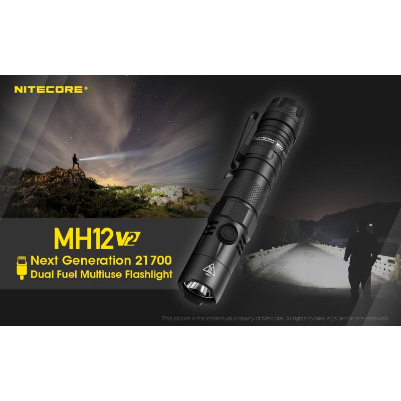 Nitecore MH12 V2 XP-L2 V6 LED svítilna 1200 lumenů – Silný paprsek, 21700 baterie pro venkovní osvětlení!
