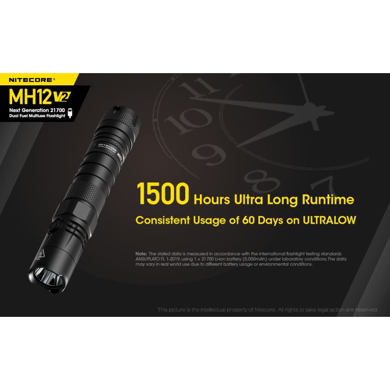 Nitecore MH12 V2 XP-L2 V6 LED svítilna 1200 lumenů – Silný paprsek, 21700 baterie pro venkovní osvětlení!