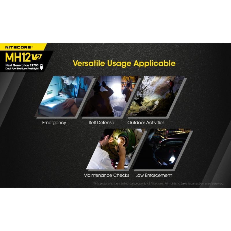 Nitecore MH12 V2 XP-L2 V6 LED svítilna 1200 lumenů – Silný paprsek, 21700 baterie pro venkovní osvětlení!