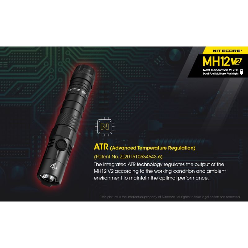 Nitecore MH12 V2 XP-L2 V6 LED svítilna 1200 lumenů – Silný paprsek, 21700 baterie pro venkovní osvětlení!
