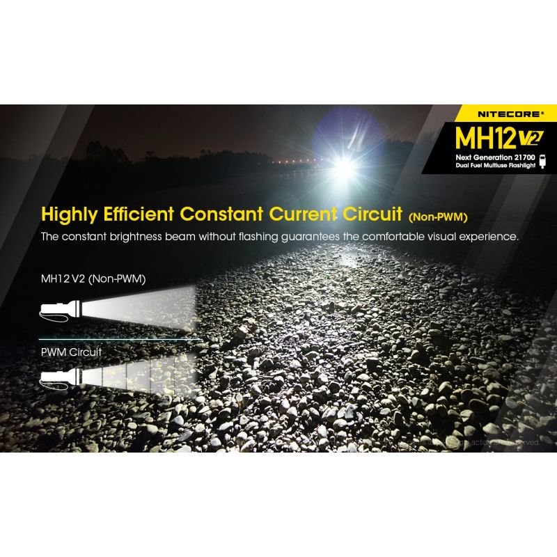 Nitecore MH12 V2 XP-L2 V6 LED svítilna 1200 lumenů – Silný paprsek, 21700 baterie pro venkovní osvětlení!