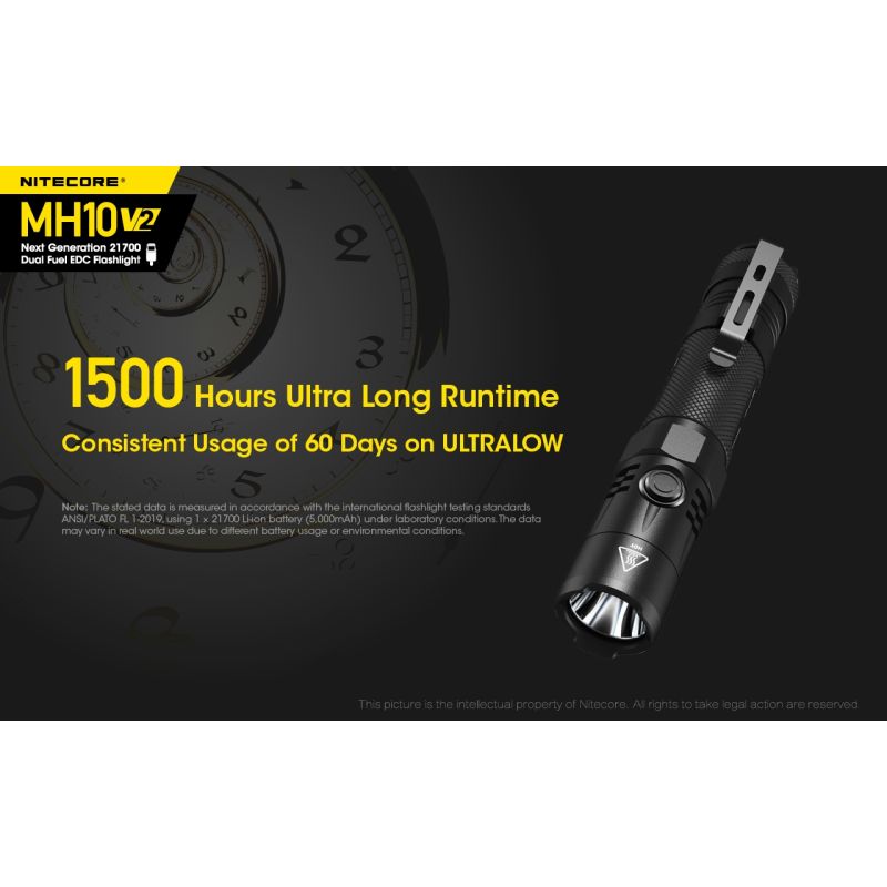 NITECORE MH10 V2 LED svítilna 1000 lumenů USB-C. Kompaktní, spolehlivá pro venkovní osvětlení.