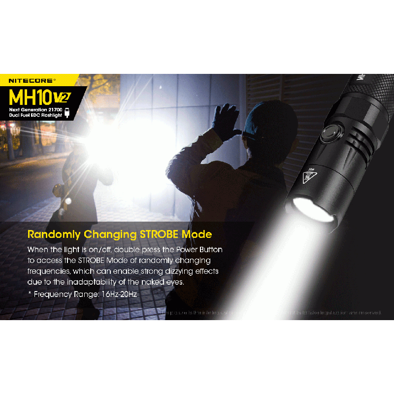 NITECORE MH10 V2 LED svítilna 1000 lumenů USB-C. Kompaktní, spolehlivá pro venkovní osvětlení.