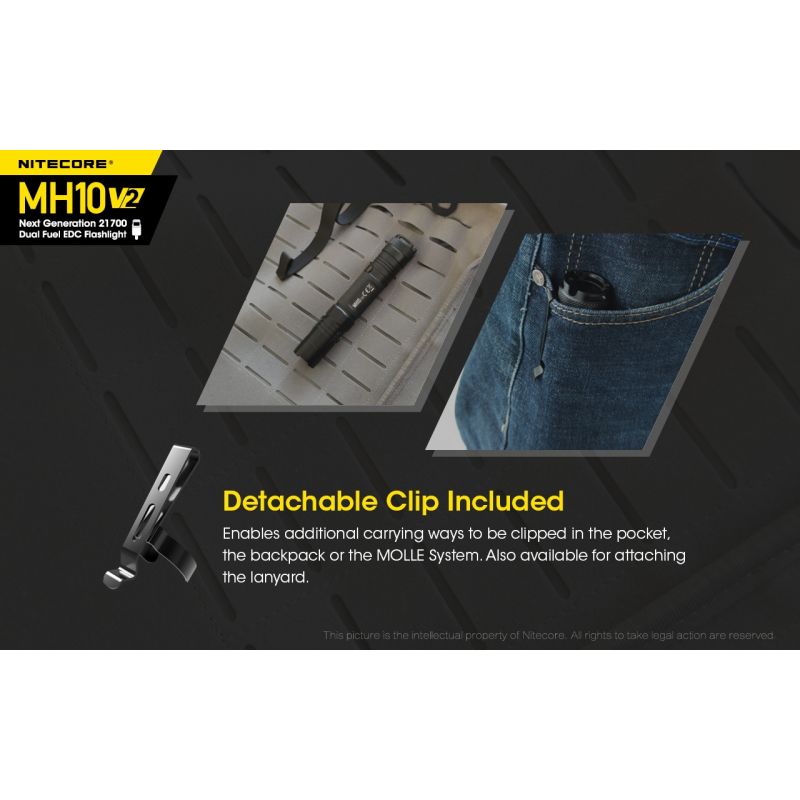 NITECORE MH10 V2 LED svítilna 1000 lumenů USB-C. Kompaktní, spolehlivá pro venkovní osvětlení.