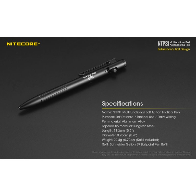 NITECORE NTP31 Multifunkční Taktické Bolt Action Pero – Odolná konstrukce pro Outdoor a Sebeobranu