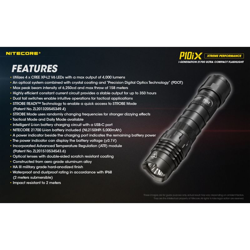 Nitecore P10iX LED svítilna 4000 lumenů – Výkonná outdoorová taktická svítilna, spolehlivá!