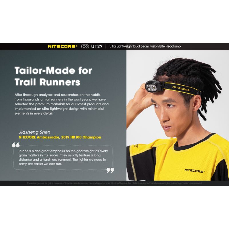 Nitecore UT27 Přední Světlomet 520 Lumenů, Duální LED XP-G3 S3 – Ideální pro Treking a Kempování
