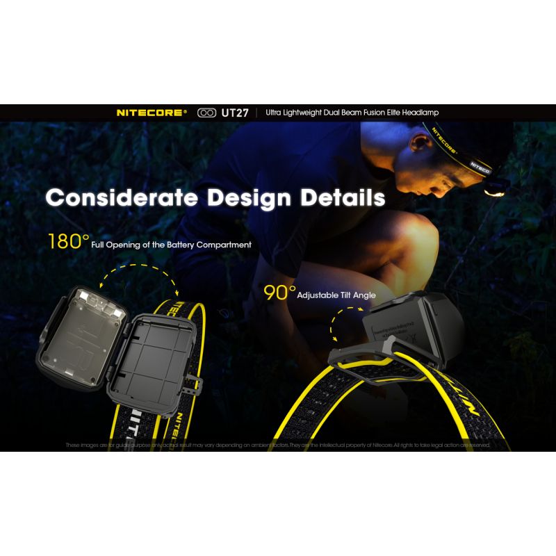 Nitecore UT27 Přední Světlomet 520 Lumenů, Duální LED XP-G3 S3 – Ideální pro Treking a Kempování