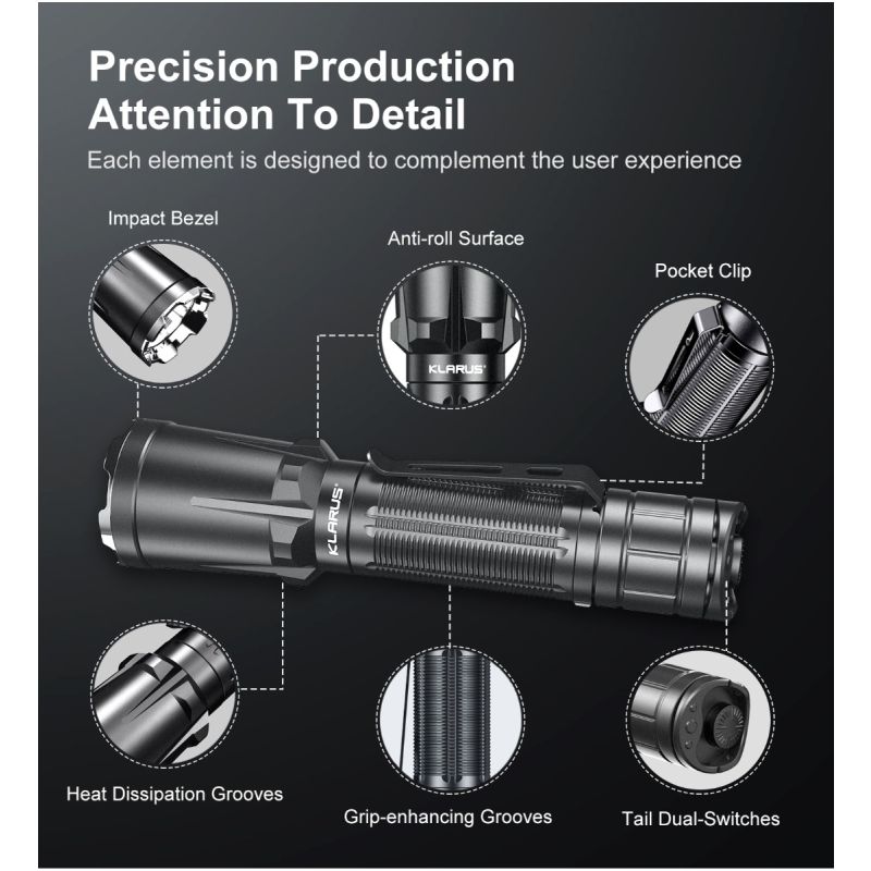 Klarus XT11GT PRO V2.0 taktická outdoor svítilna 3300lm | USB-C rychlé dobíjení, vodotěsná (48 znaků)
